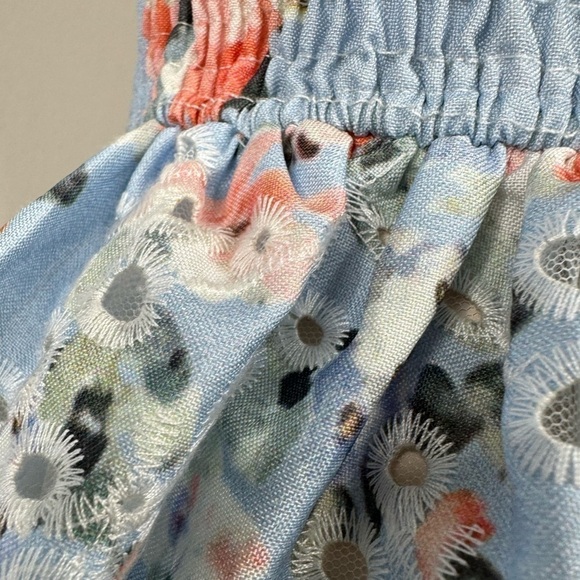 Beulah Floral Strapless Peplum Top with Eyelet details Size Large - Picture 6 of 13